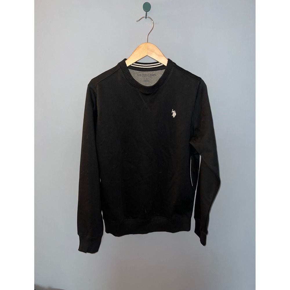 US Polo Assn Mens Small Black Crewneck Sweatshirt Long Sleeveβ Logo Pullover NEW